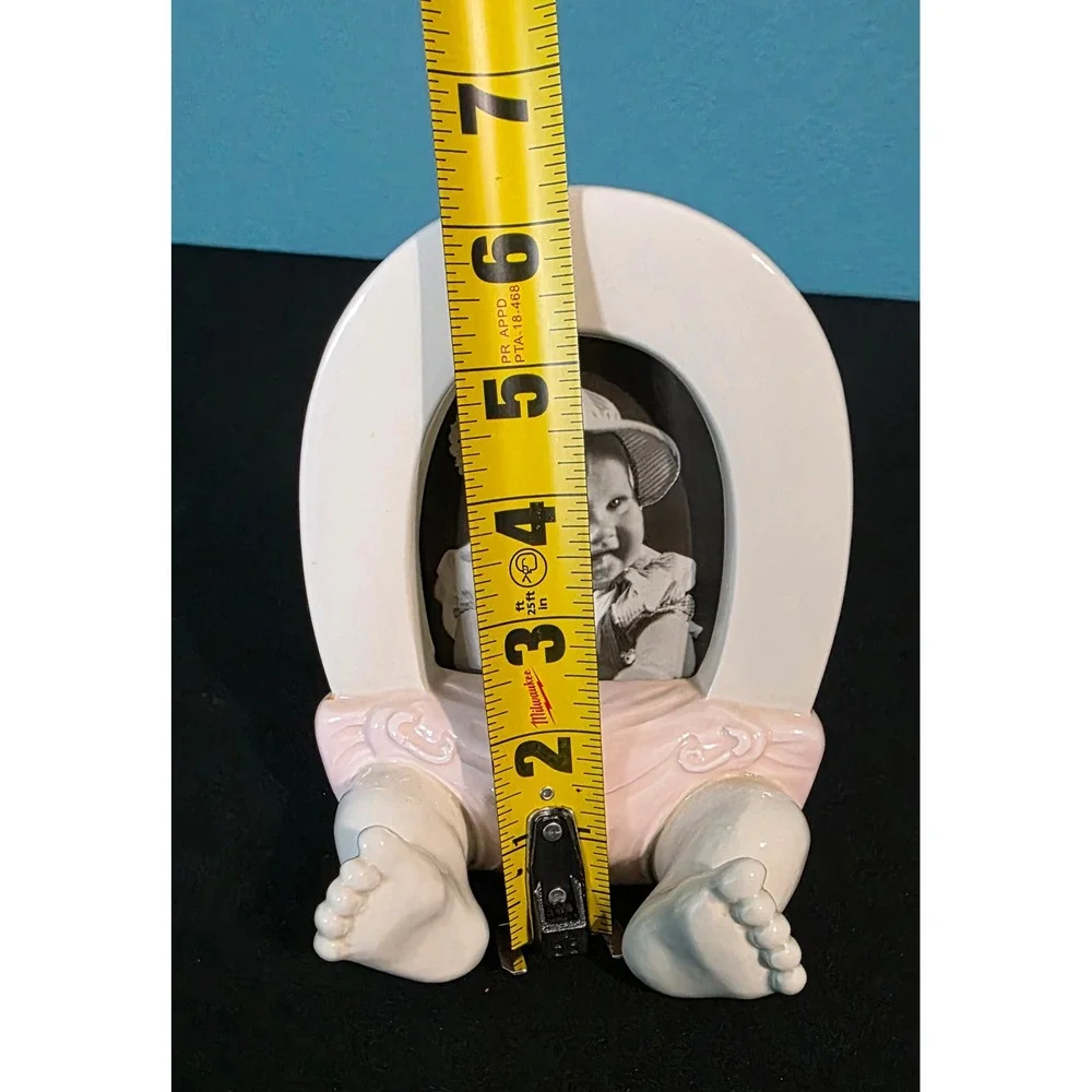 Omnibus OCI Japan Ceramic Baby Picture Frame Pink Diaper Feet Vintage Porcelain